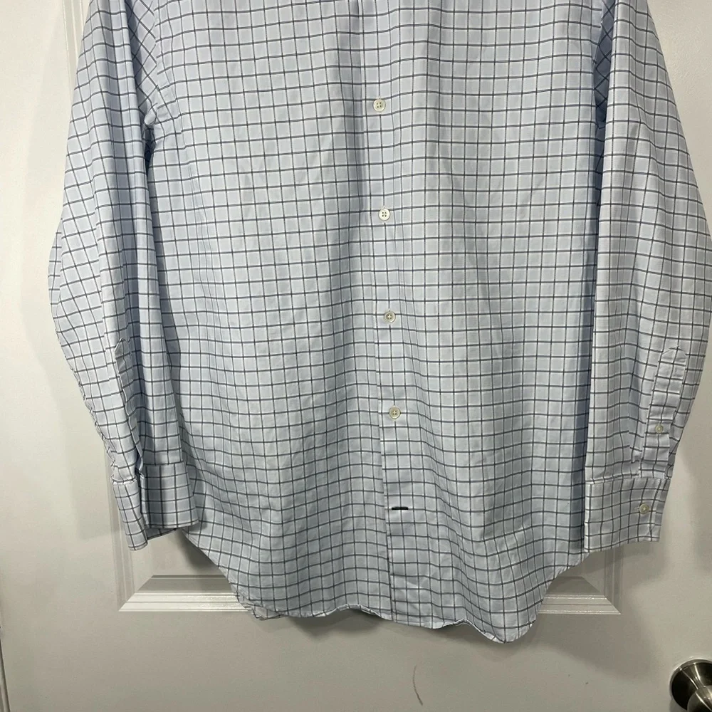 Banana Republic Men's Light Blue Plaid Shirt Size 16-16.5 L CB-